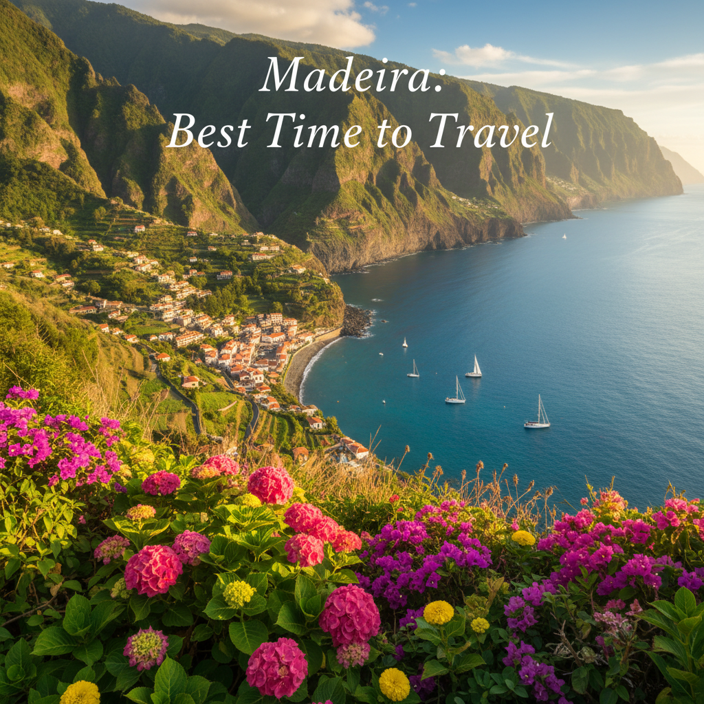 Madeira’s lush coast, spring flowers, sunlit village, and calm sea—discover the island’s ideal season.