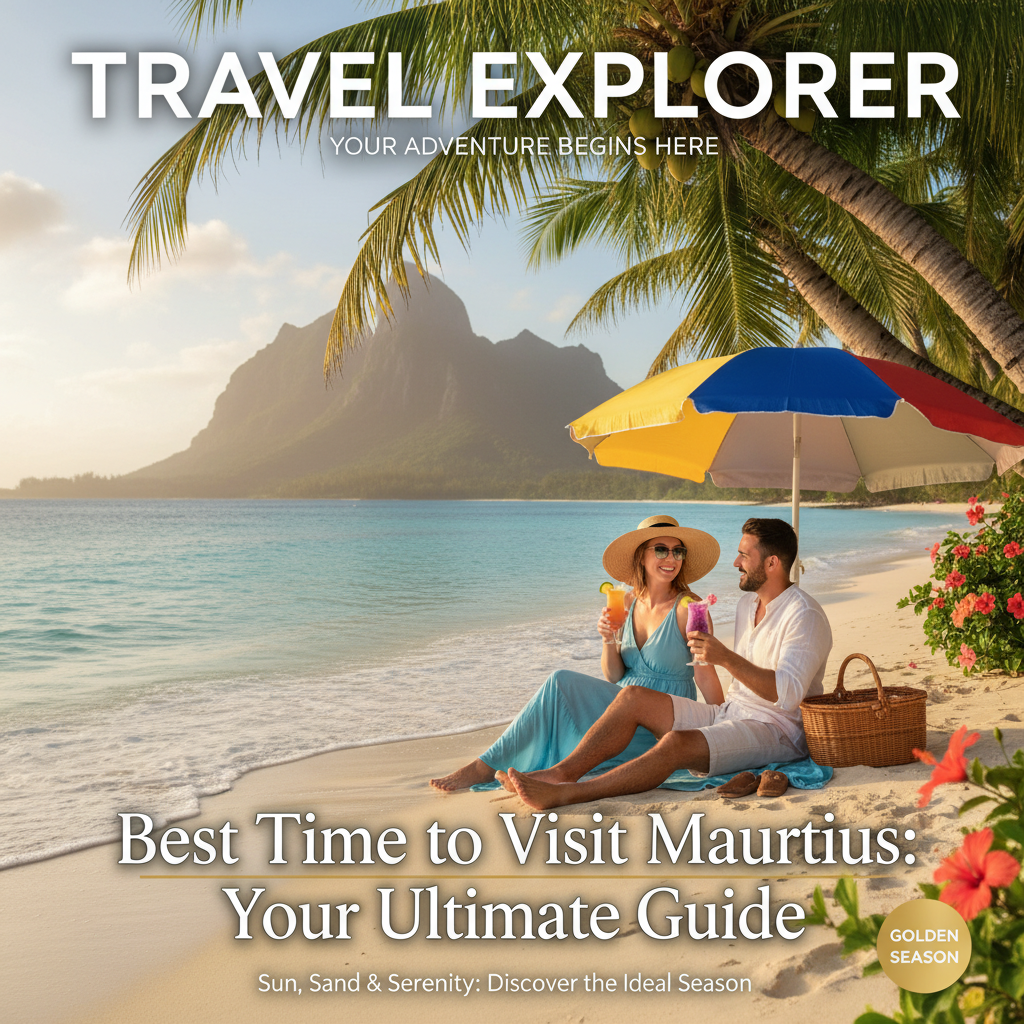 Couple relaxes on a stunning Mauritius beach with Le Morne, palms, and turquoise waters at their best.