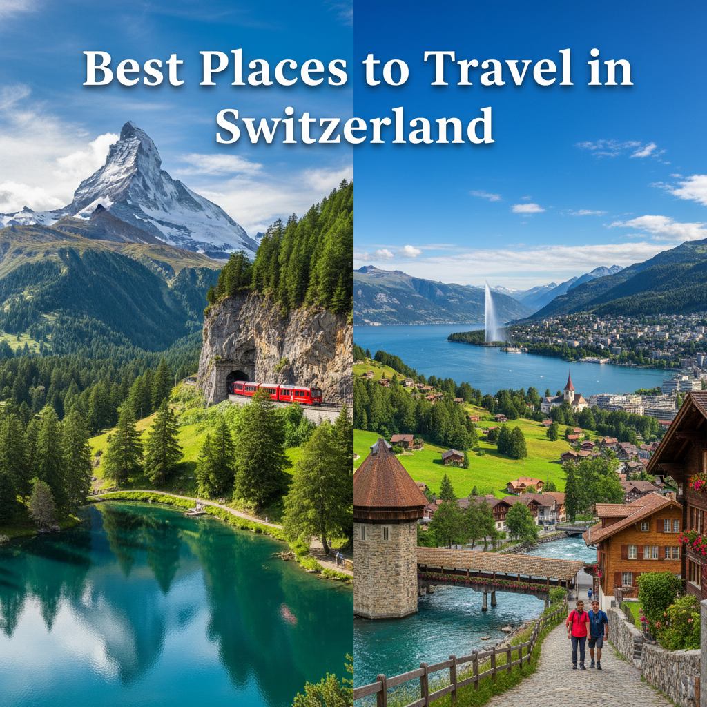 Best Places to Travel in Switzerland: Iconic landmarks, villages, and lakes set in vibrant alpine scenery.