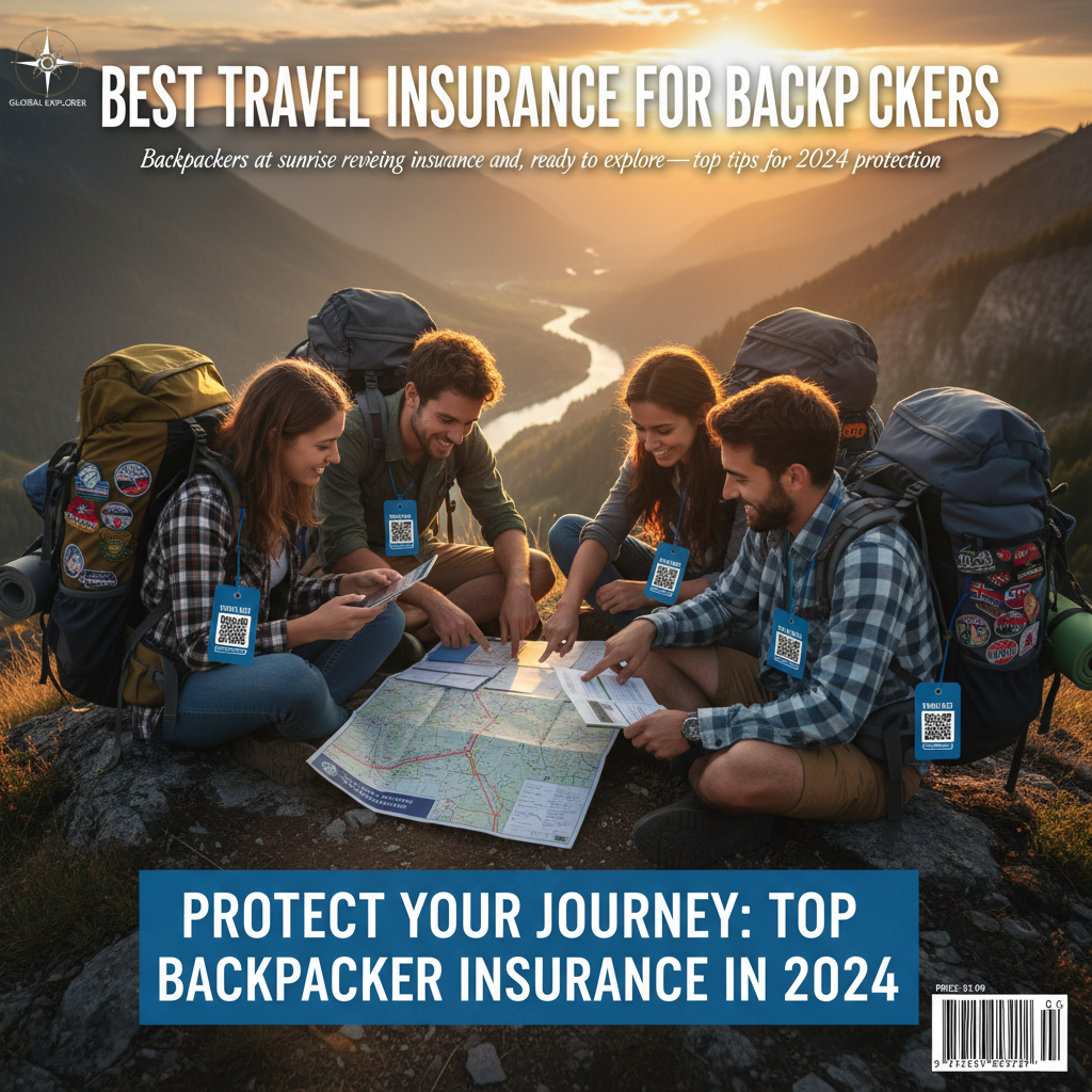 Backpackers at sunrise reviewing insurance and maps, ready to explore—top tips for 2024 protection.