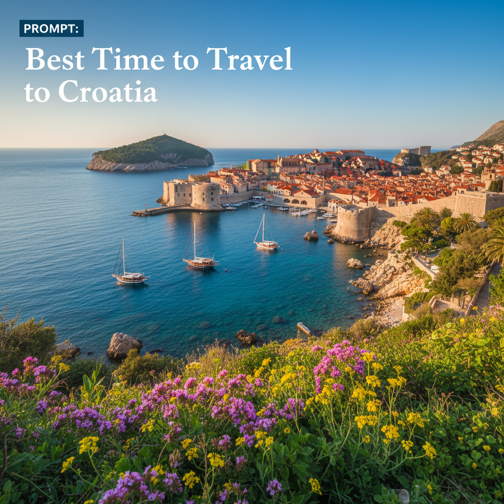 Croatia’s sunny coastline, Dubrovnik rooftops, wildflowers, and boats show the best time to visit.