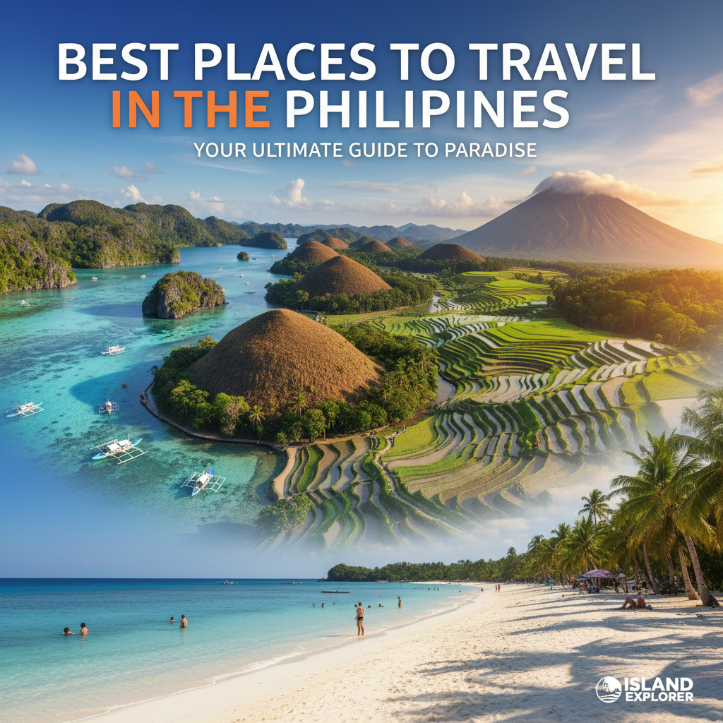 alt_text Stunning collage of top Philippine travel spots—beaches, volcano, lagoons, rice terraces, and hills.